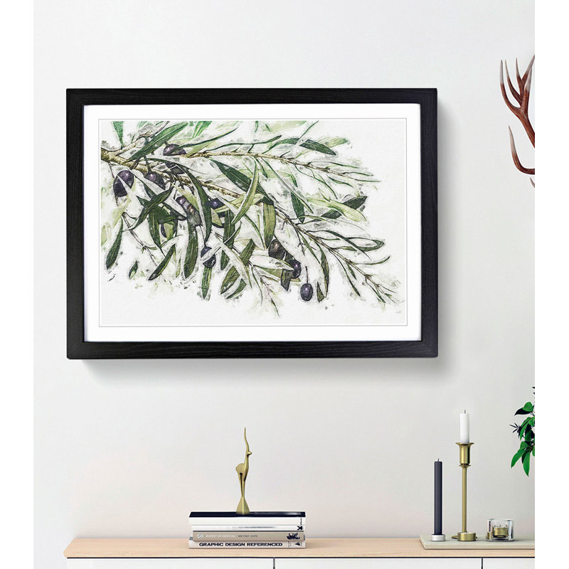 The Olive Branch - Framed Print, 27cm H x 36cm W x 2cm D, Black Framed