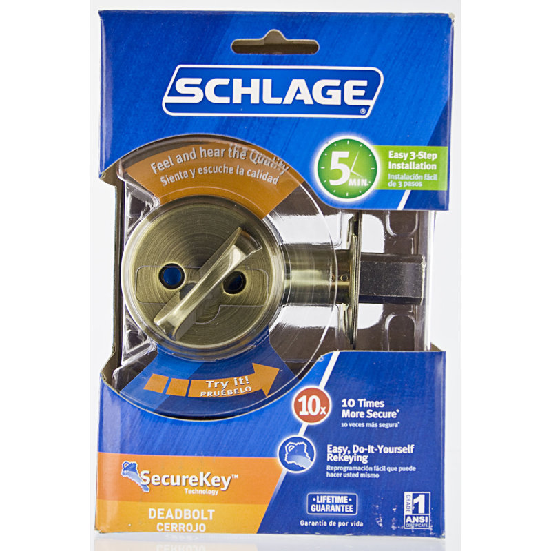 Single Cylinder Deadbolt, Antique Brass, Yes