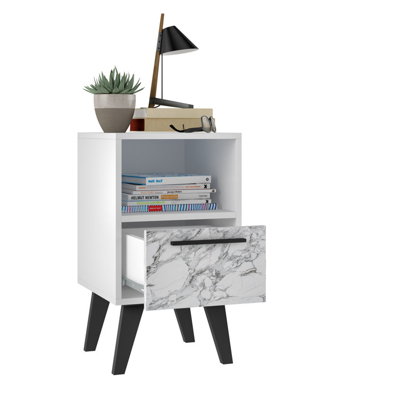 Gorby 13'' W Nightstand, White Marble