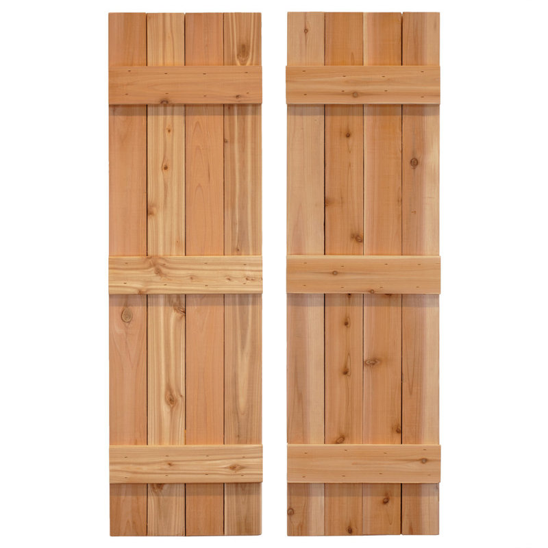 Volets traditionnels pour l'extérieur en planches avec couvre-joints, Bleu de province, H 42 po
