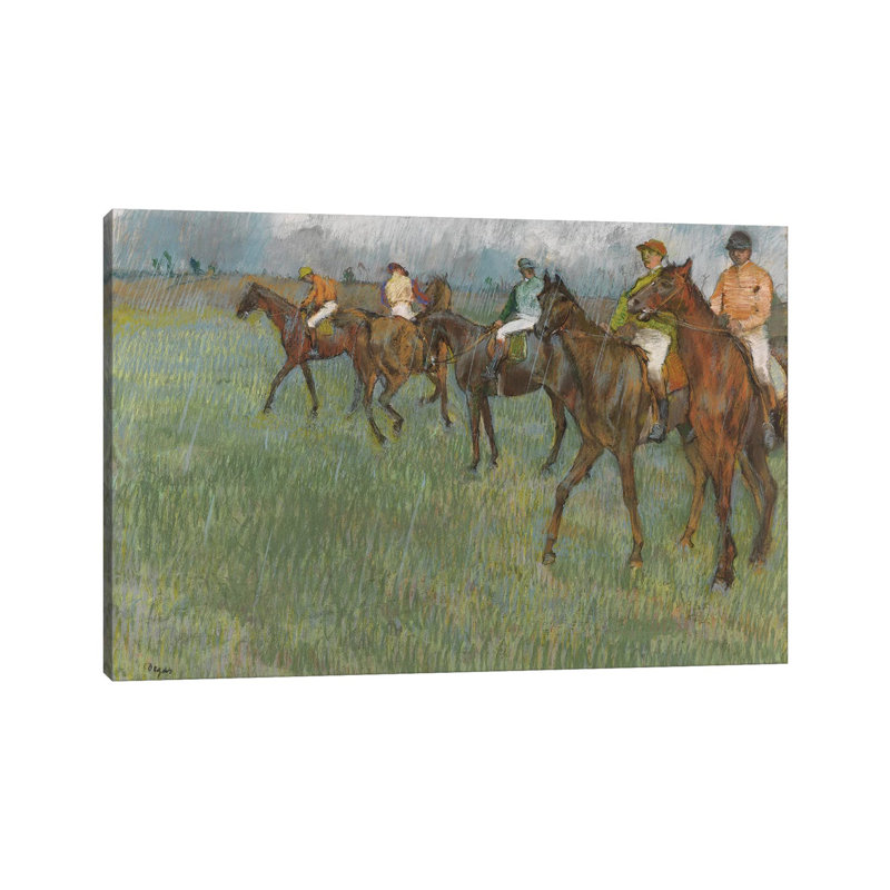 Jockeys In The Rain, C.1886 by Edgar Degas - Wrapped Canvas Painting, 101.6 cm H x 66.04 cm W x 1.91 cm D