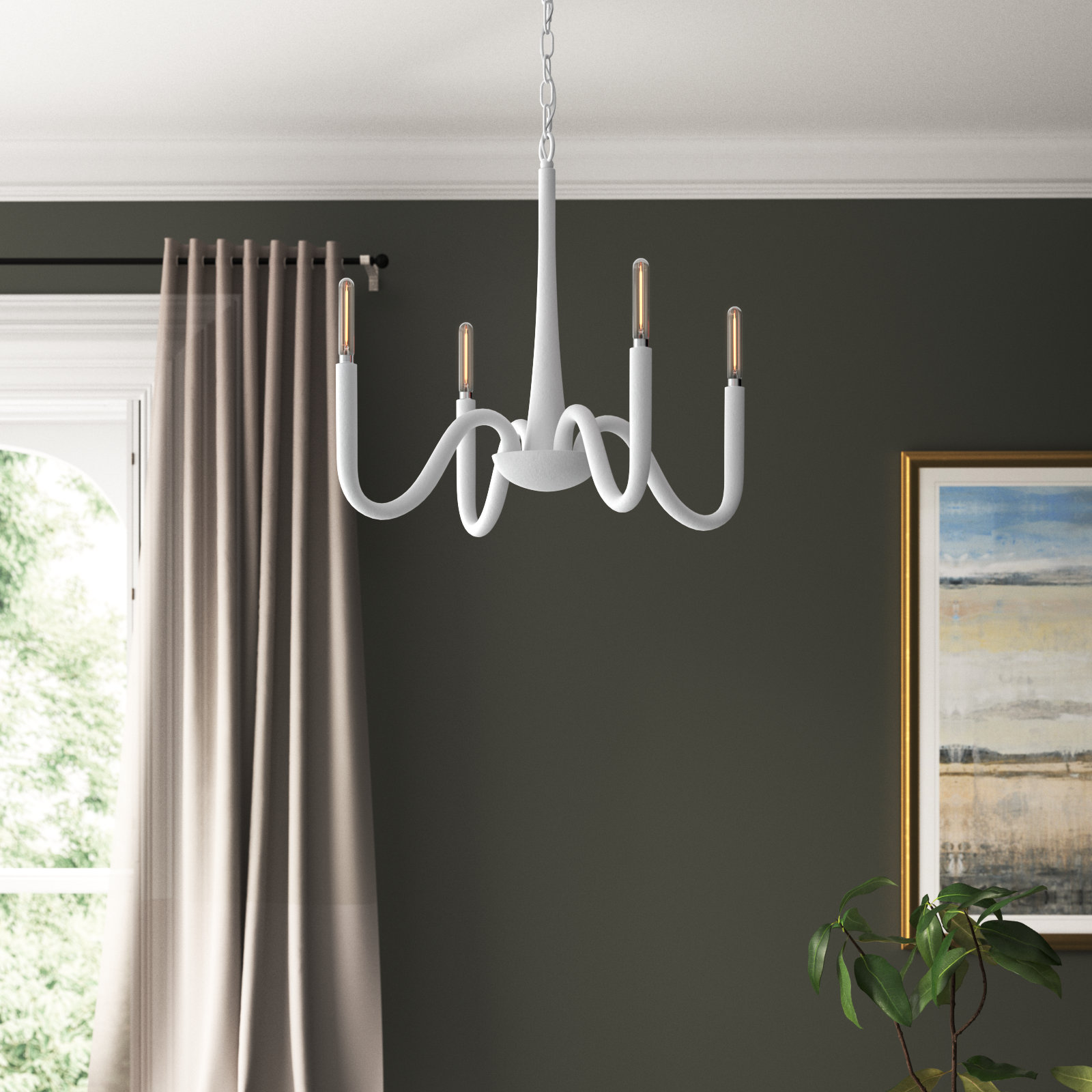 Saxony 4 - Light Steel Dimmable Chandelier