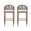 Outdoor 30.25" Seat Height Aluminum Frame Barstools With PE Rattan Scallop-Shaped Backrest, Set Of 2-927363854