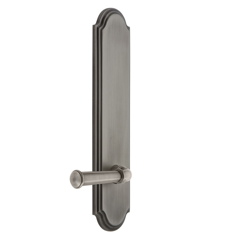 Grandeur Arc Tall Plate Privacy with Georgetown Lever, Antique Pewter, Right Handed, 2 3/4"