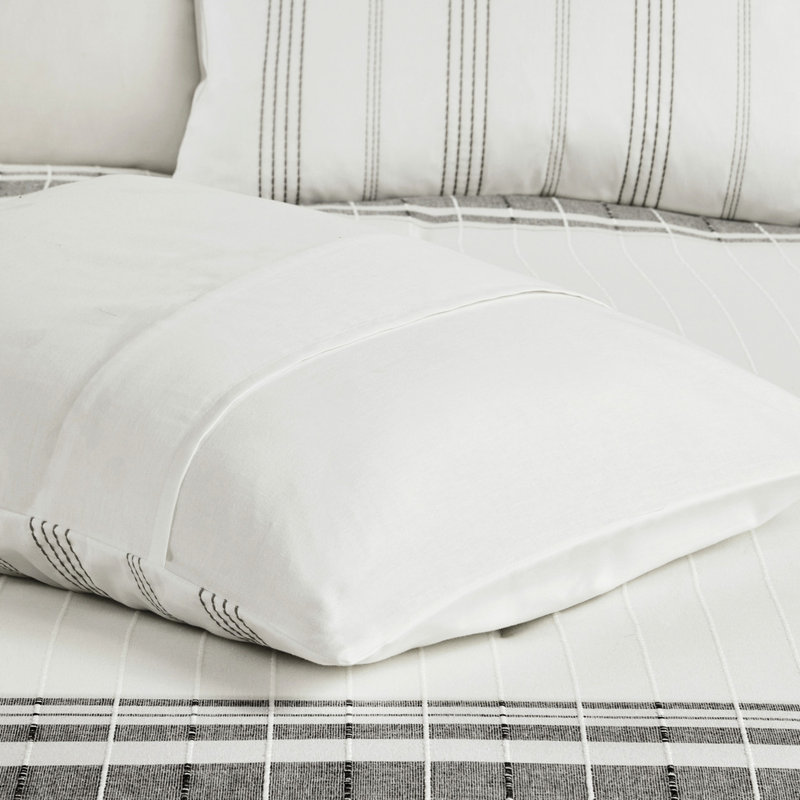 Édredon très grand 100% coton très grand - blanc / gris pour la chambre à coucher de luxe 6 lits gris / blanc doux
