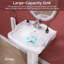 Lavabo de salle de bain piédestal l 23 po x H 35 po avec vasque rectangulaire en céramique vitrifiée blanche avec 3 trous de robinet centraux