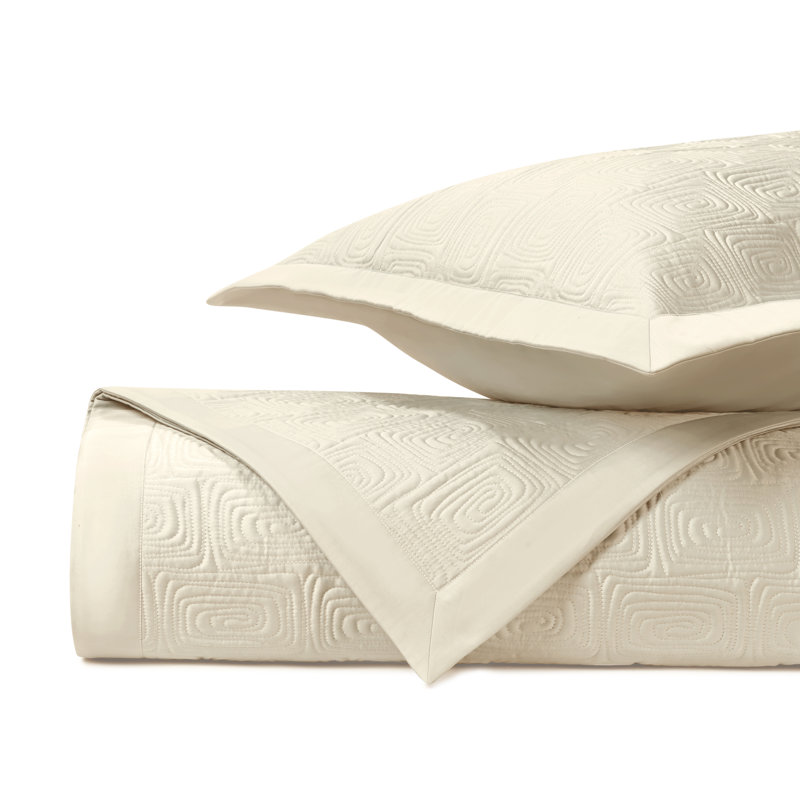 Maze Quilted Sateen Coverlet Set, Ivory, Twin Coverlet + 1 Standard Sham