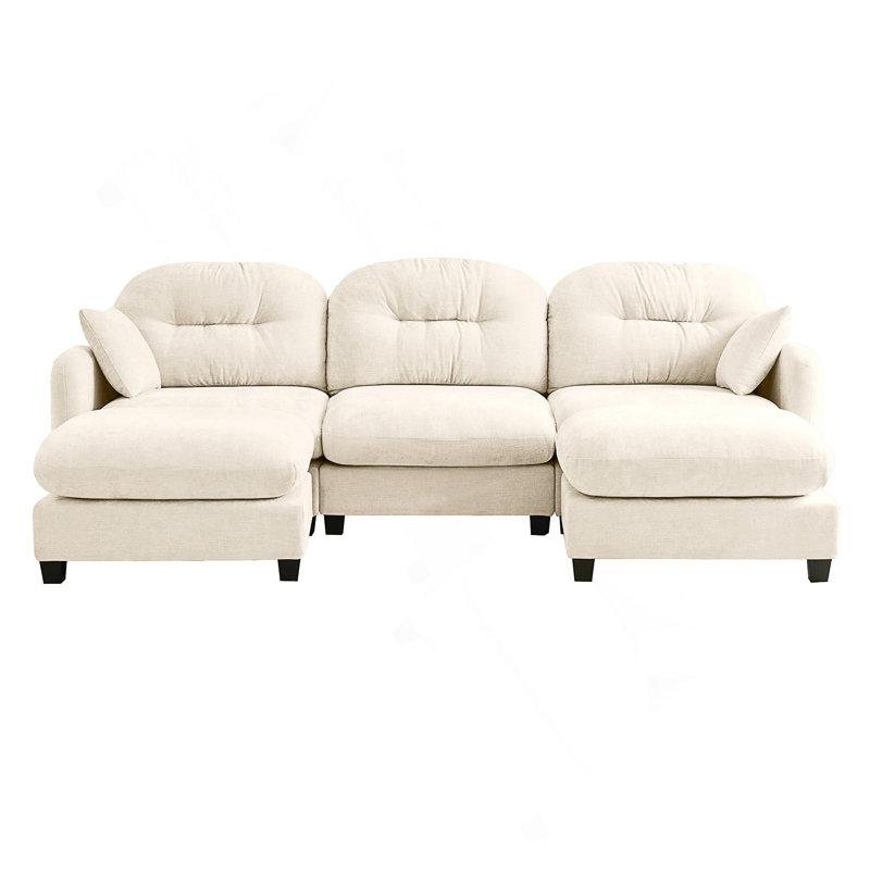 Modular Sectional U Shaped Couch With Ottoman, Premium Chenille Fabric,With 2 Throw Pillows, High-Density Foam  Tufted Cushion Backrest Design,