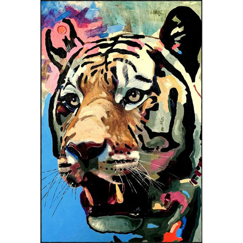 Tapis décoratif lavable animal dans les tons bleus, Rectangle 4 pi 8 po x 6 pi 7 po