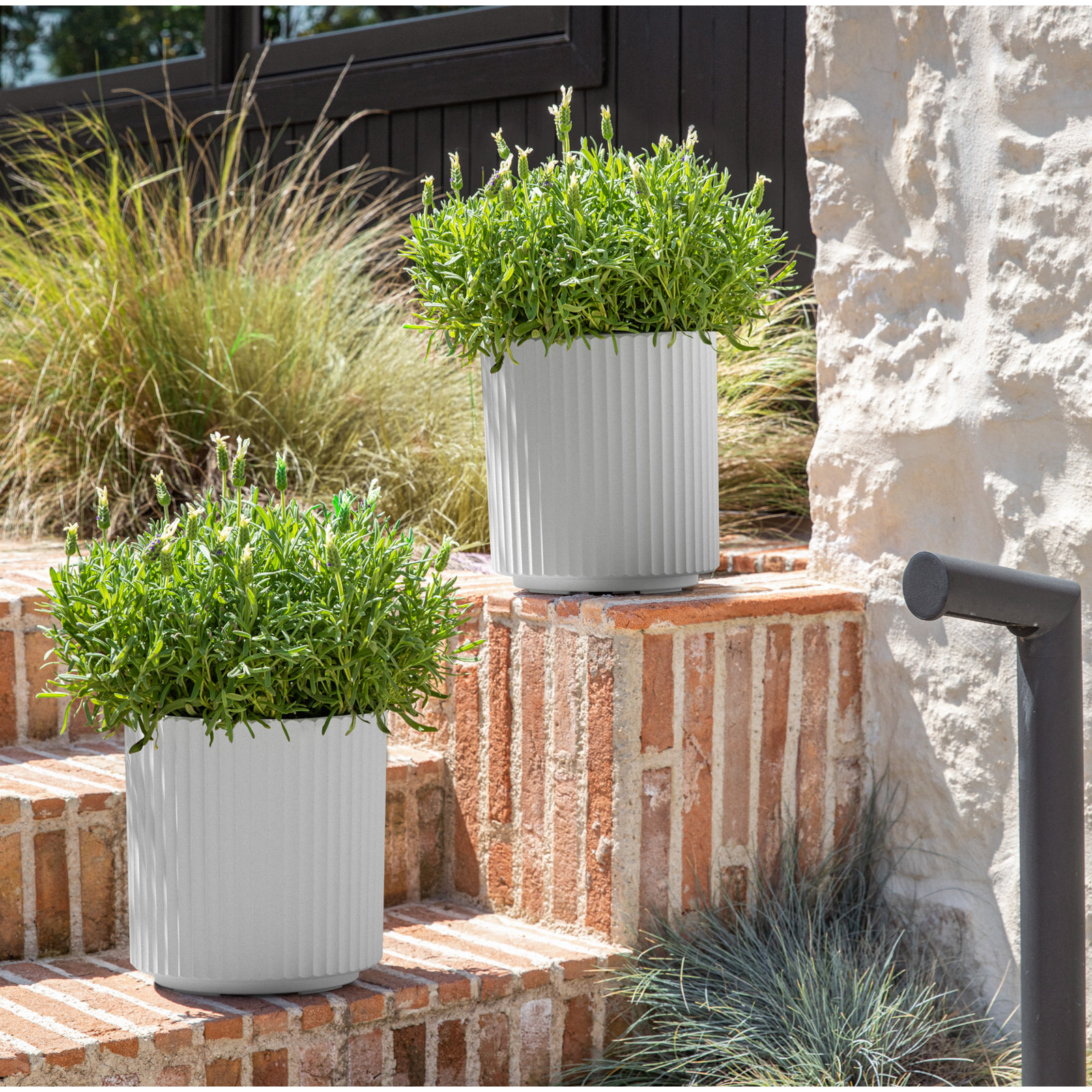 Demi Series 19" Pot Planter, 2, White, 11.5" H x 10.5" W x 10.5" D