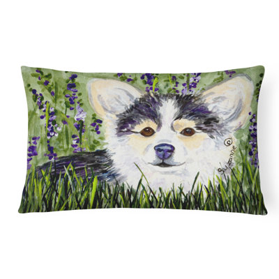 Coussin intérieur/extérieur vert/noir chihuahua