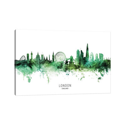 «London England Skyline Green» par Michael Tompsett, impression sur toile tendue