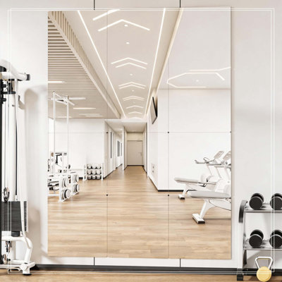 Fitness Mirrors – 11.4 x 11.4 inch (Pack of 12) – Adhesive Wall Mirrors, DIY Door & Full-Length Mirrors – Frameless Tempered Glass – Self-Adhesive Wall Decor for Bedroom, Living Room, or Closet Door