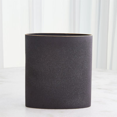 Tuba Vase-Black W/Gold Rim-Lg