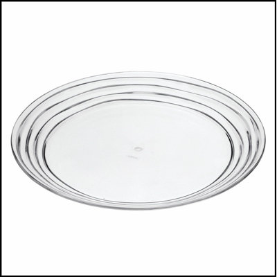 Designer Swirl 12 Inch Acrylic Dinner Plates Set of 4, Crystal Clear Reusable Unbreakable BPA Free Dishwasher Safe
