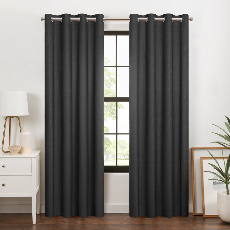 Larissa Solid Grommet Curtain (Single Panel), 50" W x 84" L, Onyx