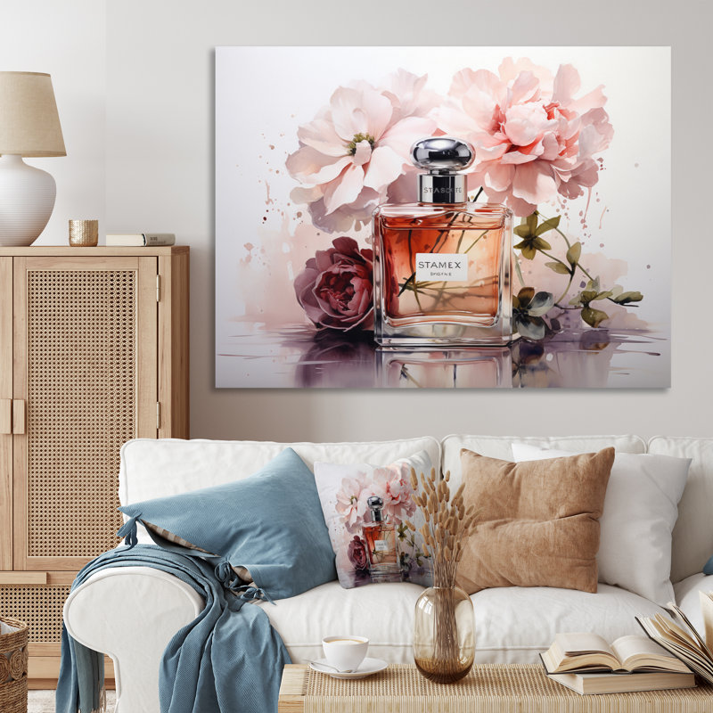 Parfum Vibrant Elegance III - Imprimé, H 24 po x l 32 po x P 1 po, Cadre flottant doré