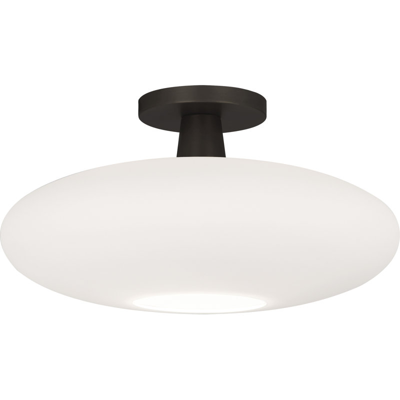 Ovo 15'' Bronze and Glass Semi Flush Mount Light