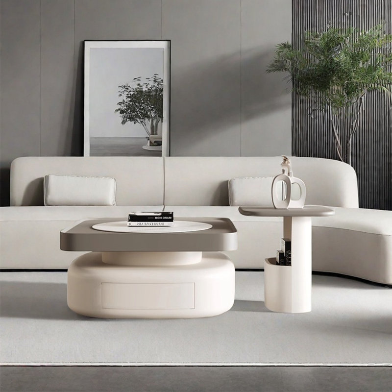Light luxury modern simple coffee table, White/Light Gray