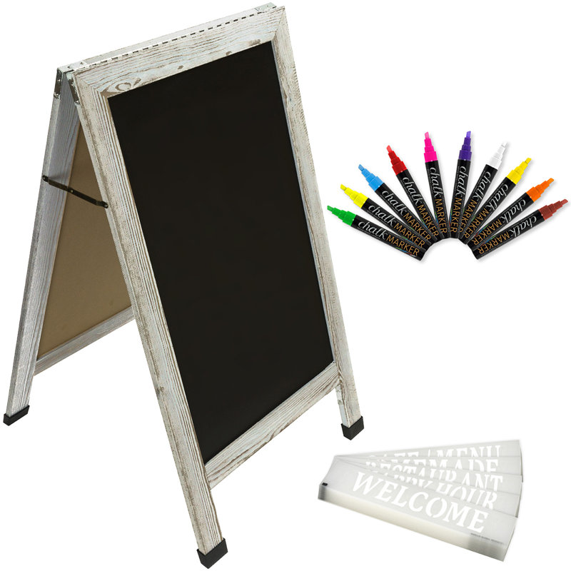 Freestanding Steel Magnetic Chalkboard, 40" H x 15.25" W x 1.75" D