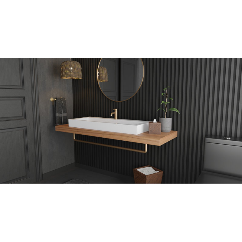 Lavabo de salle de bain vasque rectangulaire en résine 47,2 po x 18,9 po Badeloft WB-05-XXL-G blanc brillant, Glossy White