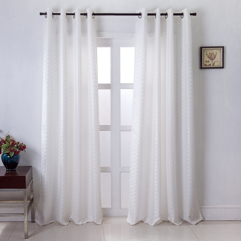 Panneau de rideau simple semi-diaphane avec œillets Kreitler, Blanc