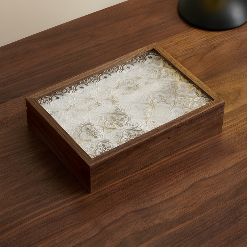 Boîte à bijoux en bois avec design Magnolia - Organisateur de rangement élégant pour boucles d'oreilles, bracelets, colliers - Cadeau spacieux