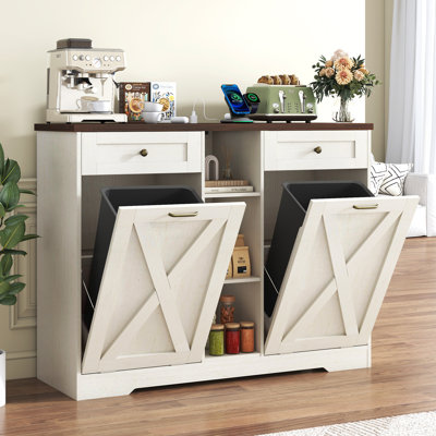 Double armoire à poubelle inclinable 10 gallons avec station de charge