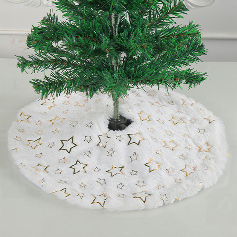 Jupe de sapin de Noël, tapis, flocon de neige, tapis blanc, décoration de Noël pour arbre de Noël, Gold