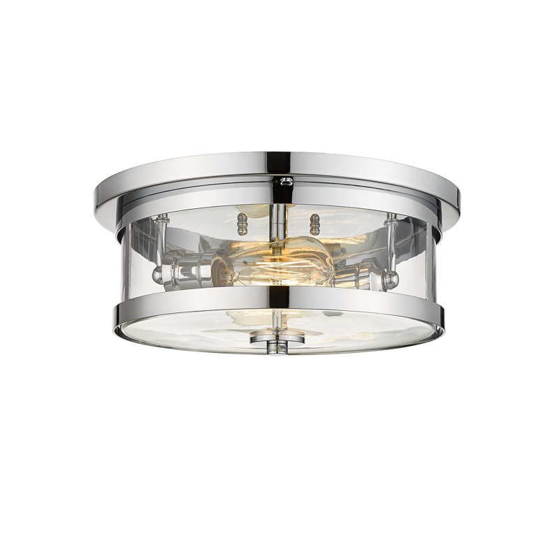 Transitional 2 Light Round Flush Mount, Silver