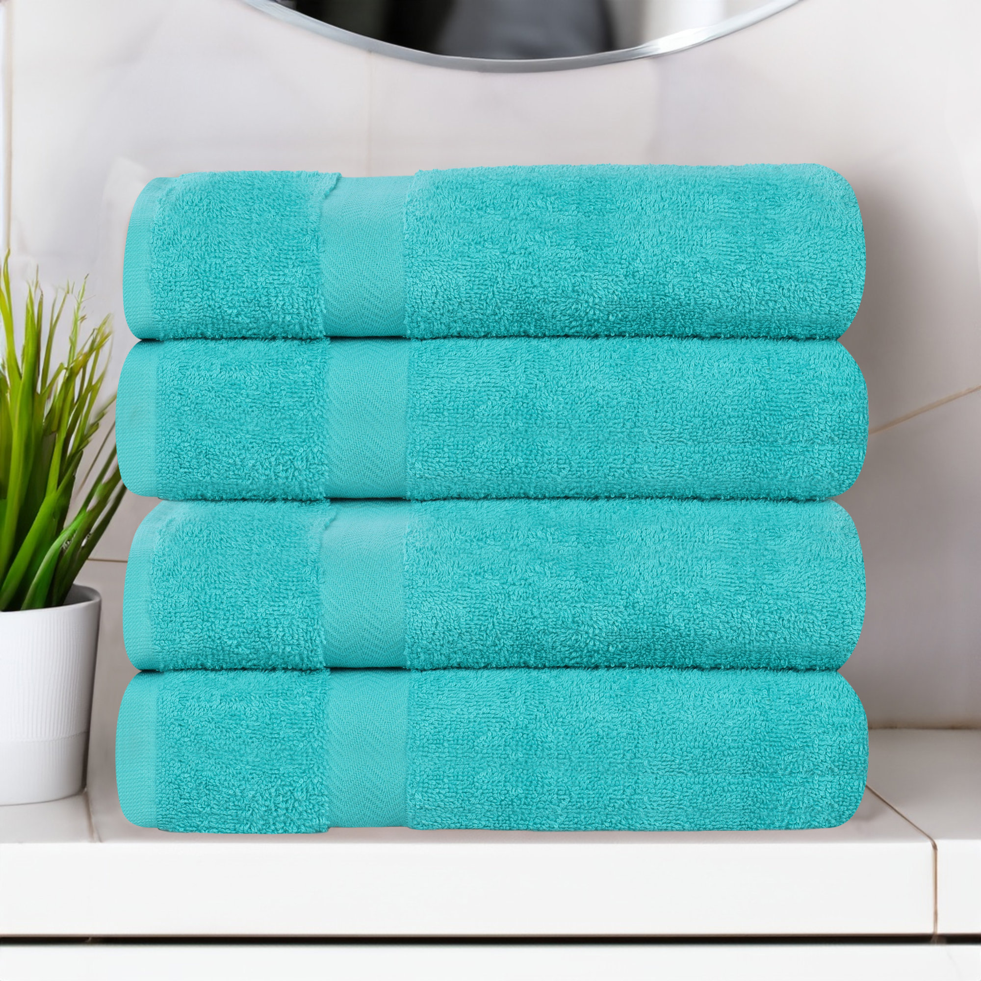 Franklin Cotton Lightweight Quick-Drying Bath Towel, Turquoise