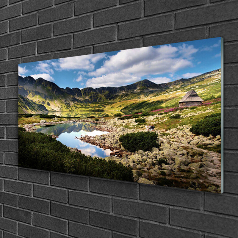 Landscape Mountain Lake 1 Piece Wall Art on Glass
