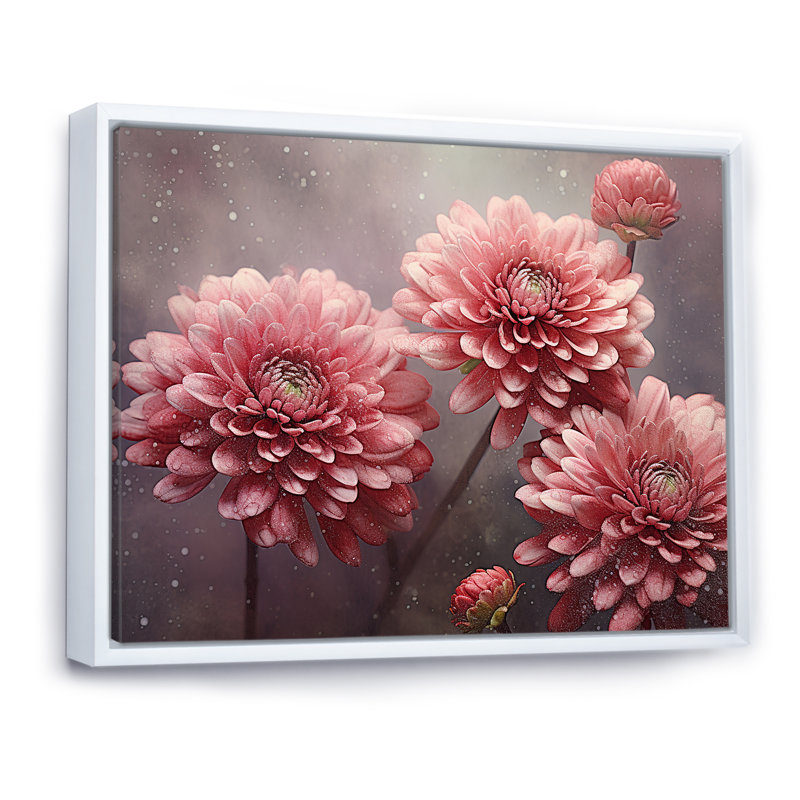 Mums Musing Moon Maroon I - Mums Wall Art Living Room, Cadre flottant blanc, H 12 po x l 20 po x P 1 po