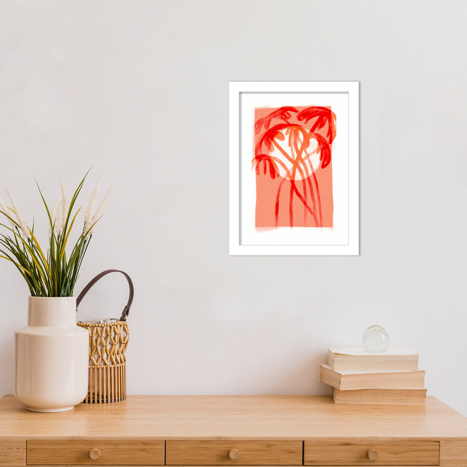 Galya "Palms at Sunset" Print by Treechild, White, 13" H x 10" W