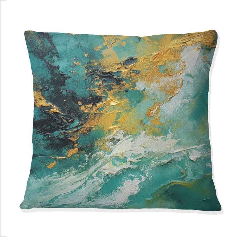 Coussin Golden Golden Waves Breaking Abstract I - Abstract Shapes