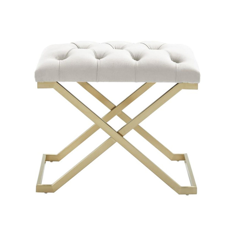 Banc en velours Romano, Ivory