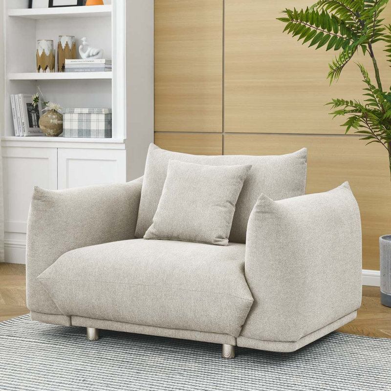 Upholstered Armchair, Beige 100% Polyester