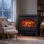 3-Sided Freestanding Electric Fireplace, Modern Space-Saving Fireplace Heater with Adjustable Flame