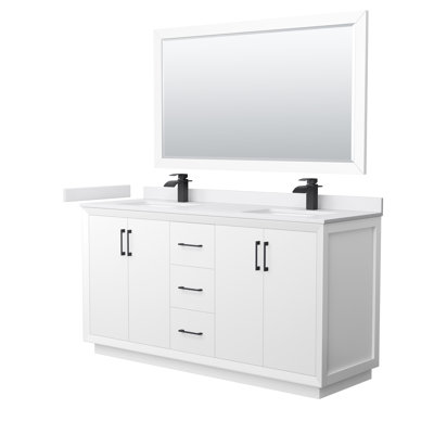 66'' Double Bathroom Vanity with Cultured Marble Top
