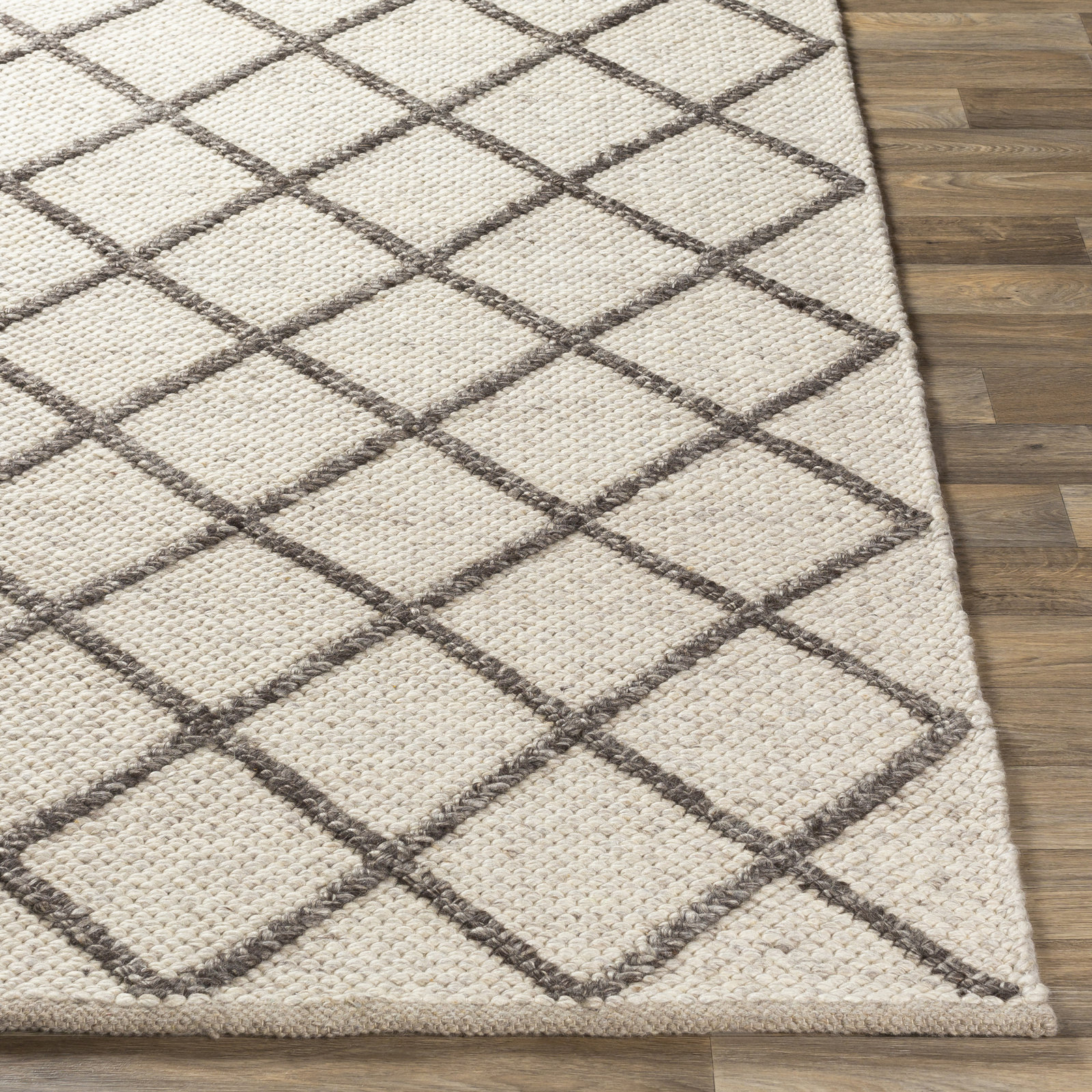 Brown Hand-Woven Floral Rug, Rectangle 10' x 14'