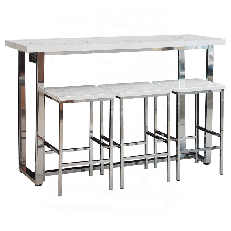 White Marble 4-Piece Dining Set