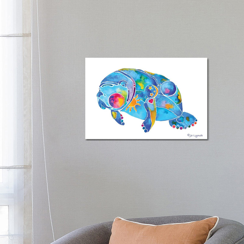 Manatee Sunny Wht Back by Jo Lynch - Wrapped Canvas Gallery-Wrapped Canvas Giclée, 45.72cm H x 66.04cm W