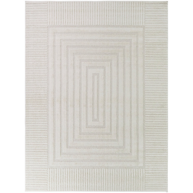 Martyn Cream Geometric Border Area Rug, 7'10" x 10'