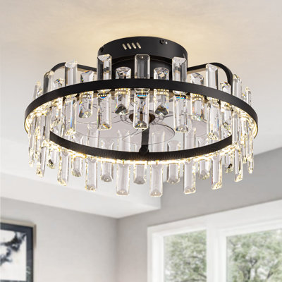 Kamekia 19" Dimmable Crystal Bladeless Ceiling Fan with Remote Control and LED Lights