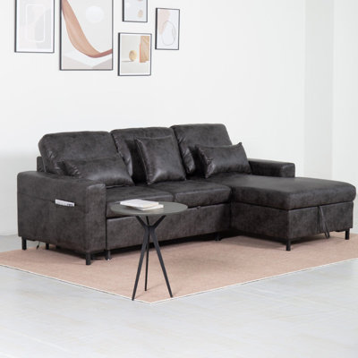 Pu Sofa With Corner Chaise And Storage