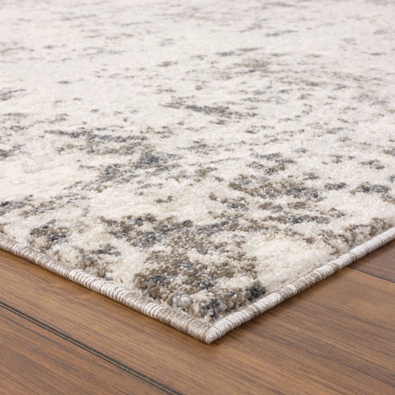Beige abstrait Elkhorn/Tapis décoratif grise, Rectangle de 5 pi x 7 pi