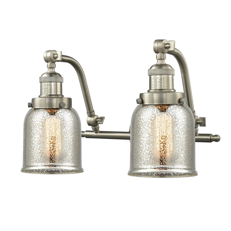 Bonomo 2 - Light Dimmable Vanity Light, Brushed Satin Nickel, 6 Watt Vinage LED Bulb, Silver Plated Mercury