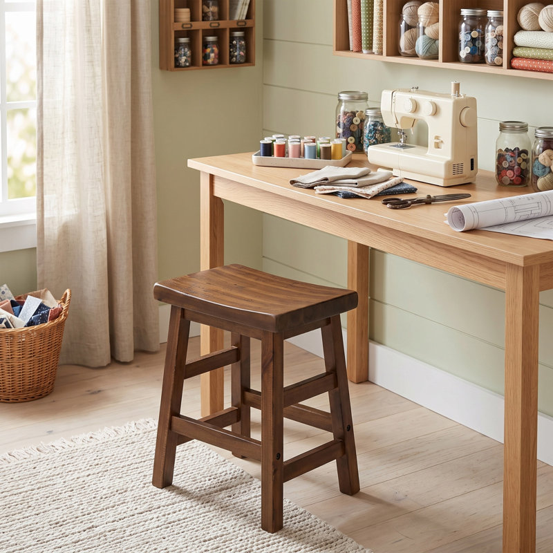 Tabouret court en bois d'acacia massif Durango, 20 po, naturel, Natural, Petit tabouret (siège d'une hauteur de 20 po)