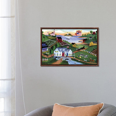 American Folk Art Seadise With Angel by Cheryl Bartley - Painting on Canvas