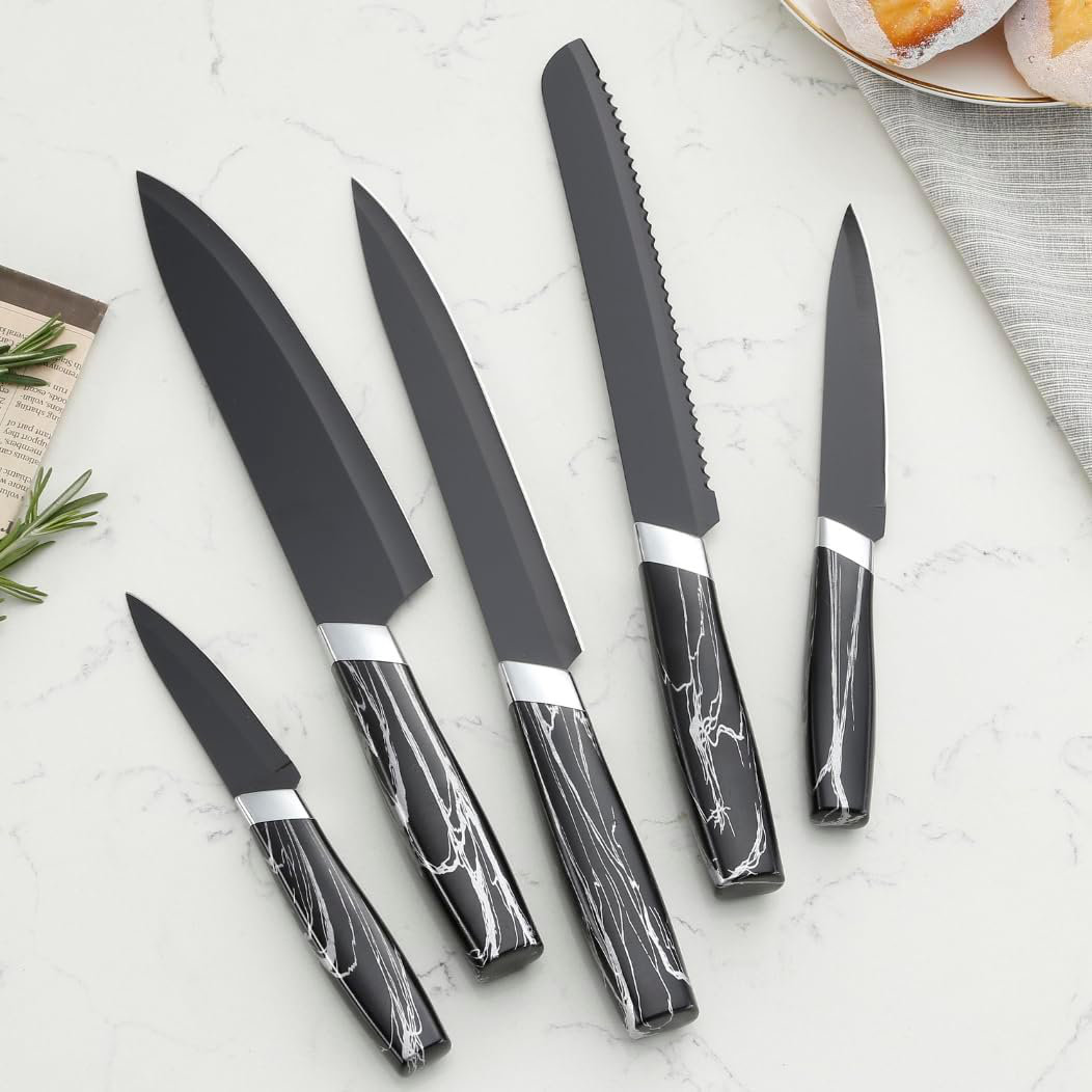 Wuyi 5 Piece Carbon Steel Assorted Knife Set B12834